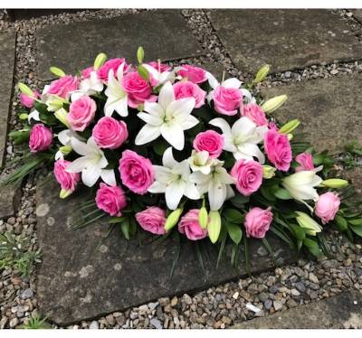 Pink rose & Lily Casket Spray