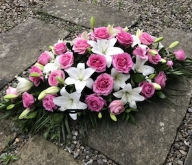 Pink rose & Lily Casket Spray