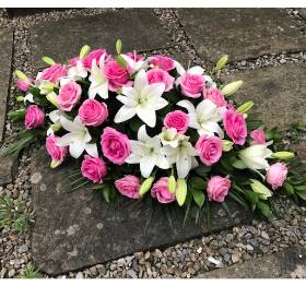 Pink rose & Lily Casket Spray