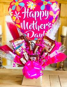 mothers day. fresh flowers. chocolate bouquet. balloons