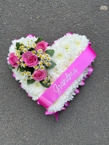 Based Heart tribute with name sash