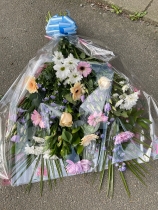 Flat bouquet in cellophane