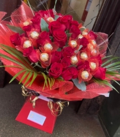 Luxury Red rose & Ferrero Rocher bouquet