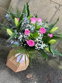 Pink roses and lilies 