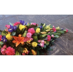 Vibrant Teardrop Casket Spray